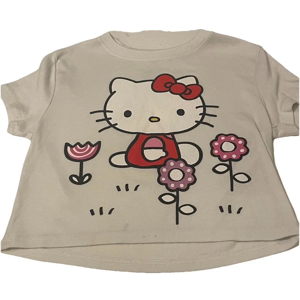Hello Kitty Girls Pajama Set Size 6 Fleece Pants‎ White Top Sanrio Sleepwear